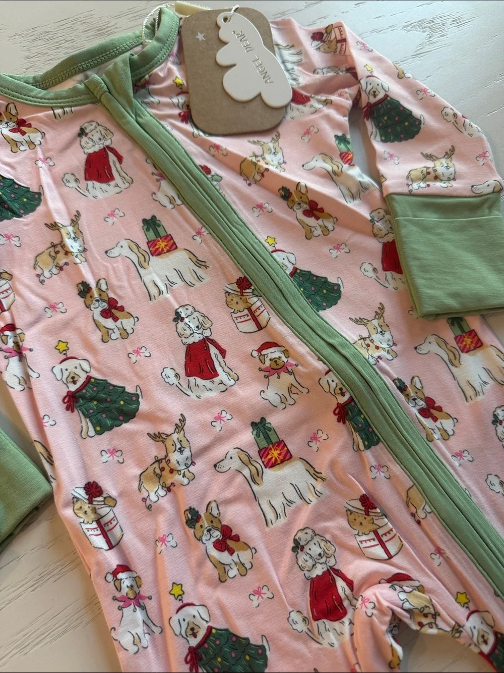 Angel Dear Christmas Holiday Dogs Puppy Convertible Romper 0-3 3-6 6-12 12-18